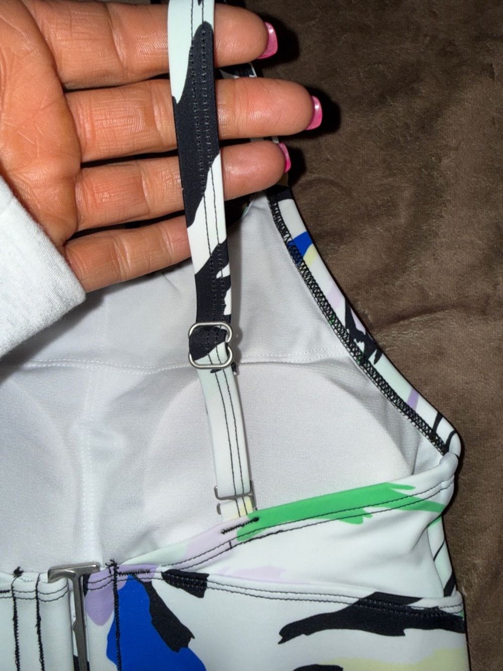 DSG Floral-Print Strappy Swim Top XS - White, Black, Green, Lavender NWT - Picture 7 of 11